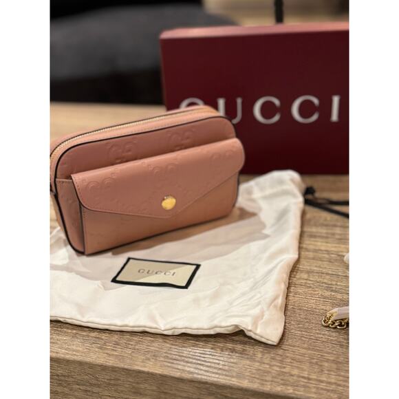 Gucci GG Super Mini Shoulder Bag Pink Leather with Chain Strap Brand BNIB - Picture 4 of 13